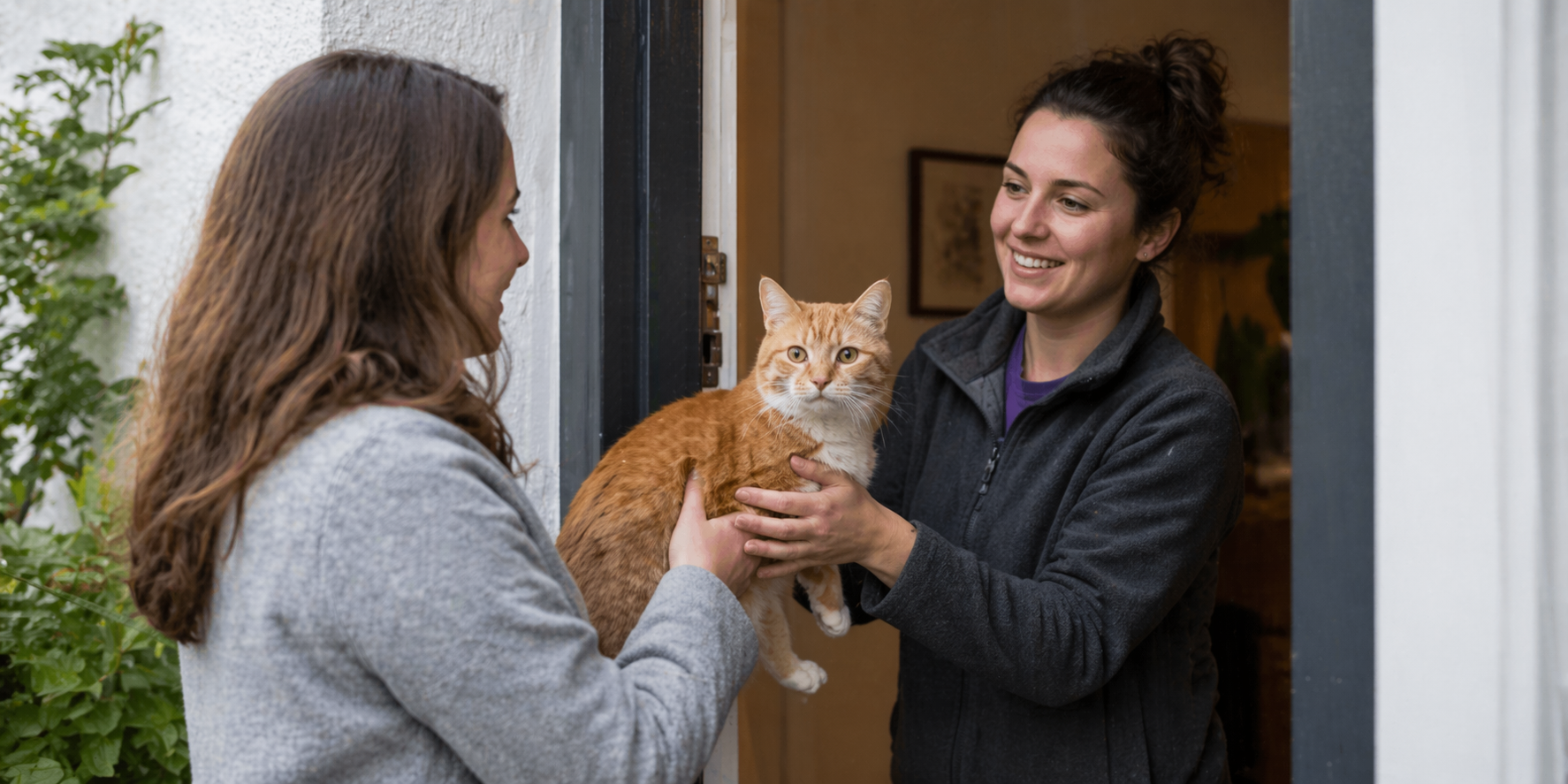 Γάτα με cat sitter